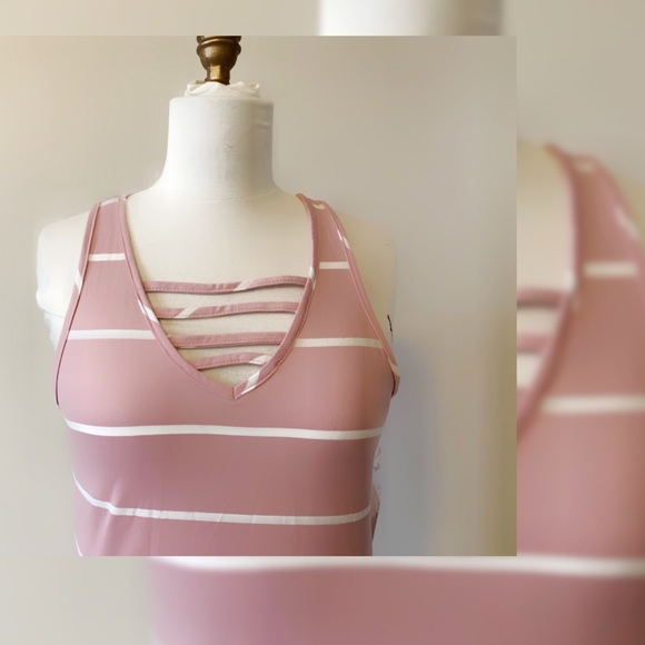 Poof! Tops - ❌ SOLD- Cage bar detail stripe tank top NWT